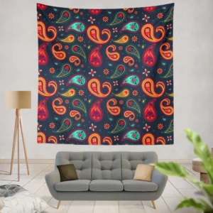 Lovely Mini Paisley Pattern Wall Tapestry