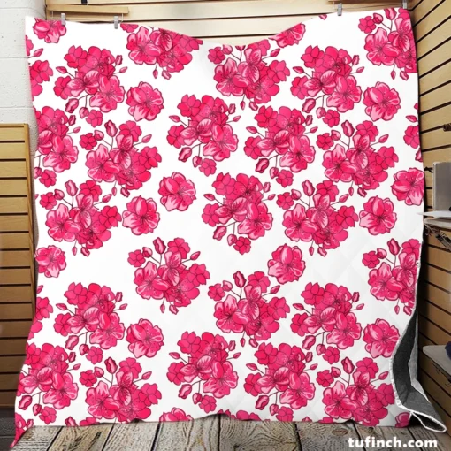 Lovers Cherry Blossom Design Quilt Blanket