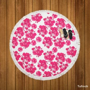 Lovers Cherry Blossom Design Round Beach Towel