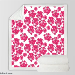 Lovers Cherry Blossom Design Sherpa Fleece Blanket