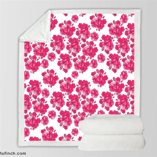 Lovers Cherry Blossom Design Sherpa Fleece Blanket