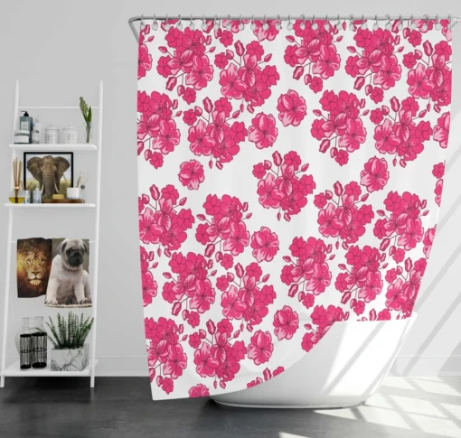 Lovers Cherry Blossom Design Shower Curtain