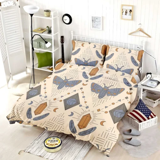 Luna Moth Boho Pattern Bedding Set