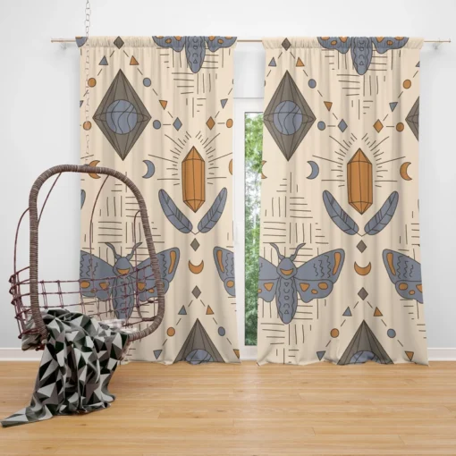 Luna Moth Boho Pattern Curtain