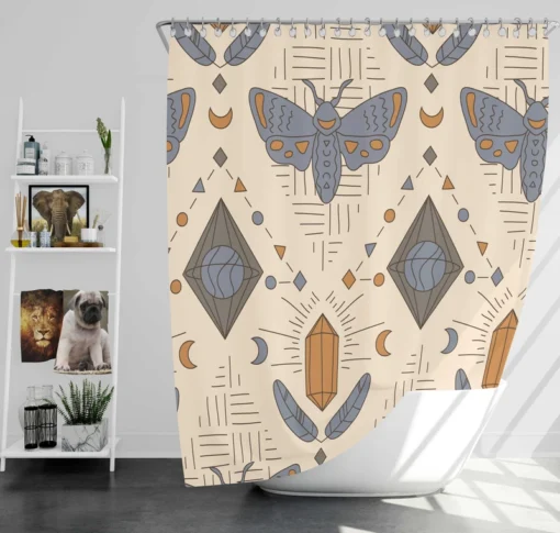 Luna Moth Boho Pattern Shower Curtain