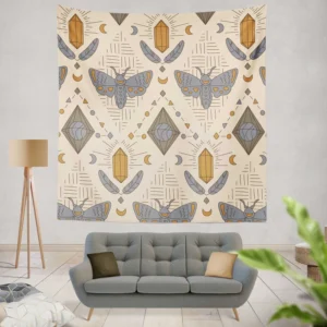 Luna Moth Boho Pattern Wall Tapestry