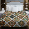 Luxurious Moroccan Orange Green Artwork Duvet Cover