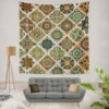 Luxurious Moroccan Orange Green Artwork Wall Tapestry