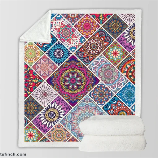 Luxurious Moroccan Unique Design Sherpa Fleece Blanket