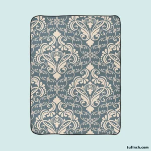 Luxury Floral Damask Design Fleece Blanket 1