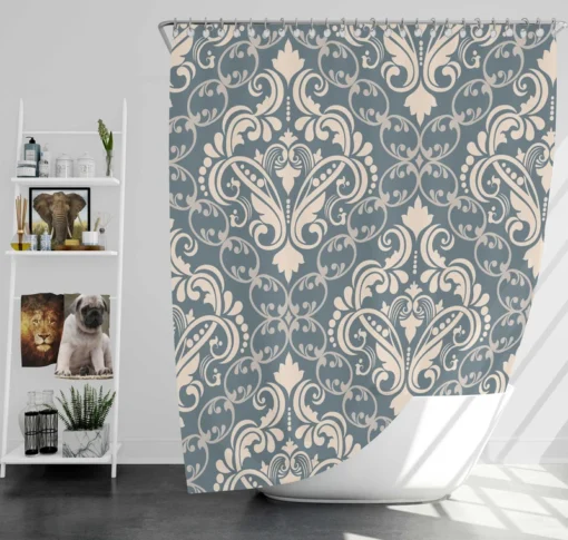 Luxury Floral Damask Design Shower Curtain