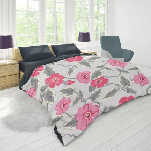 Luxury Pink Floral Pattern Duvet Cover 1