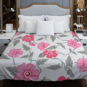 Luxury Pink Floral Pattern Duvet Cover