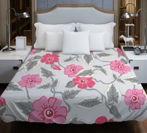 Luxury Pink Floral Pattern Duvet Cover