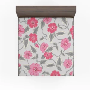 Luxury Pink Floral Pattern Fitted Sheet