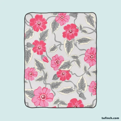 Luxury Pink Floral Pattern Fleece Blanket 1