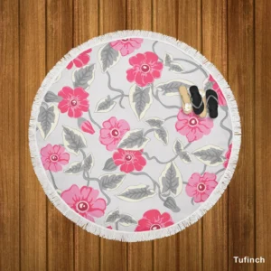 Luxury Pink Floral Pattern Round Beach Towel