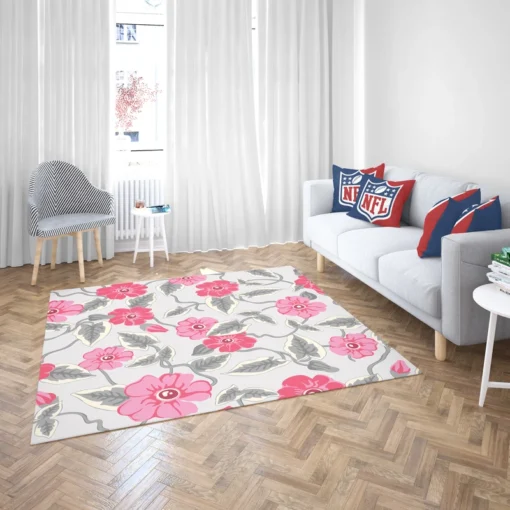 Luxury Pink Floral Pattern Rug 2