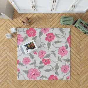 Luxury Pink Floral Pattern Rug