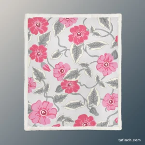 Luxury Pink Floral Pattern Sherpa Fleece Blanket 1