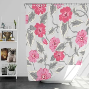 Luxury Pink Floral Pattern Shower Curtain