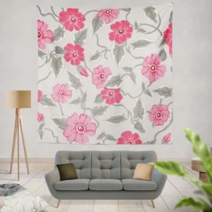 Luxury Pink Floral Pattern Wall Tapestry