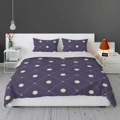 Luxury Polka Dots On Purple Diagonal Pattern Bedding Set 1