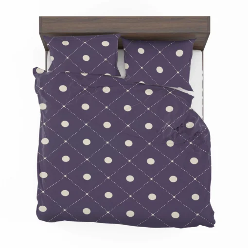 Luxury Polka Dots On Purple Diagonal Pattern Bedding Set 2