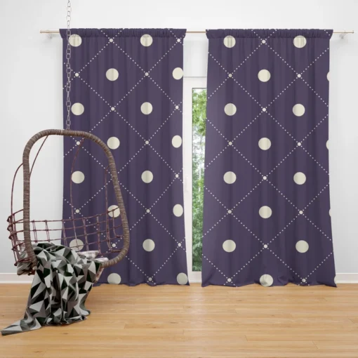 Luxury Polka Dots On Purple Diagonal Pattern Curtain