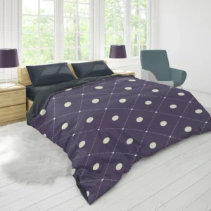 Luxury Polka Dots On Purple Diagonal Pattern Duvet Cover 1