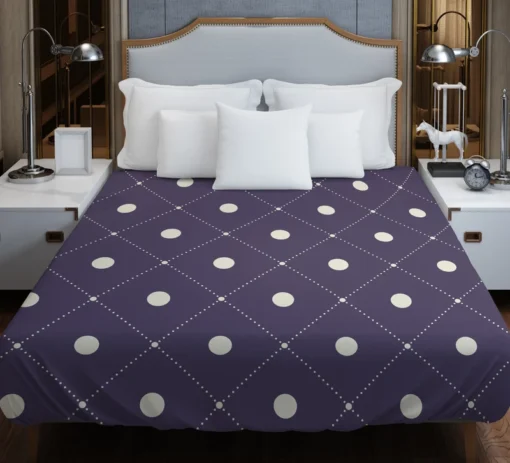 Luxury Polka Dots On Purple Diagonal Pattern Duvet Cover