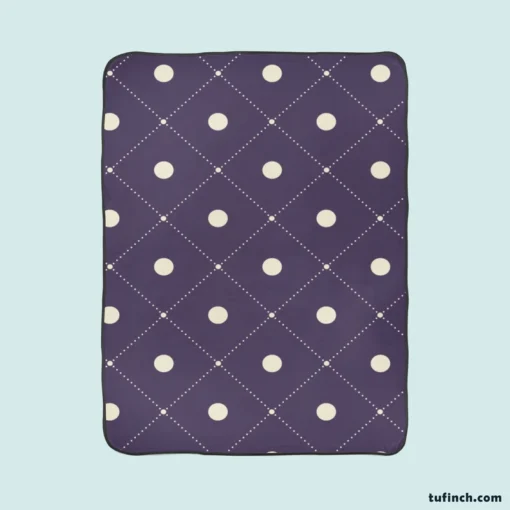 Luxury Polka Dots On Purple Diagonal Pattern Fleece Blanket 1