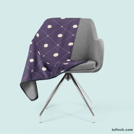 Luxury Polka Dots On Purple Diagonal Pattern Fleece Blanket 2