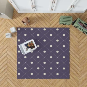 Luxury Polka Dots On Purple Diagonal Pattern Rug