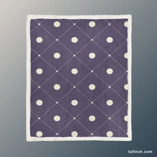 Luxury Polka Dots On Purple Diagonal Pattern Sherpa Fleece Blanket 1