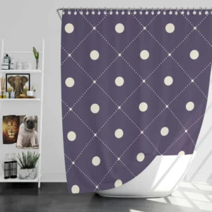 Luxury Polka Dots On Purple Diagonal Pattern Shower Curtain