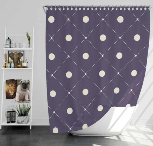 Luxury Polka Dots On Purple Diagonal Pattern Shower Curtain