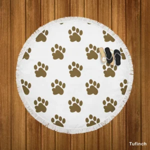 Maddy Dog Paw Prints Design Round Beach Towel