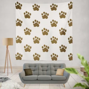 Maddy Dog Paw Prints Design Wall Tapestry