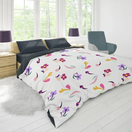 Magenta And Purple Mini Bud Flowers Duvet Cover 1