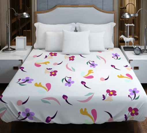 Magenta And Purple Mini Bud Flowers Duvet Cover