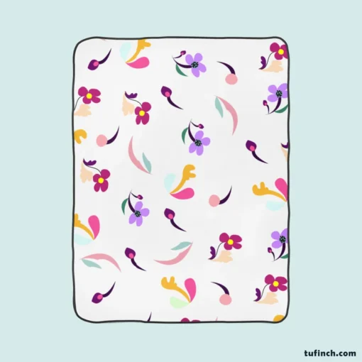 Magenta And Purple Mini Bud Flowers Fleece Blanket 1