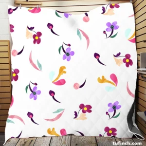 Magenta And Purple Mini Bud Flowers Quilt Blanket