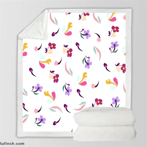 Magenta And Purple Mini Bud Flowers Sherpa Fleece Blanket