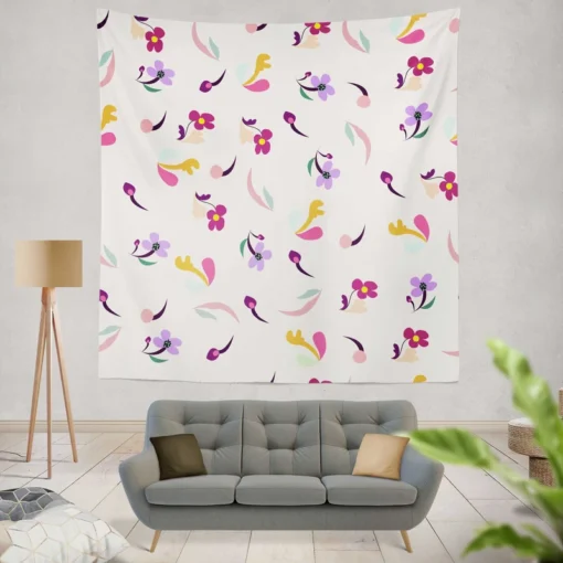 Magenta And Purple Mini Bud Flowers Wall Tapestry