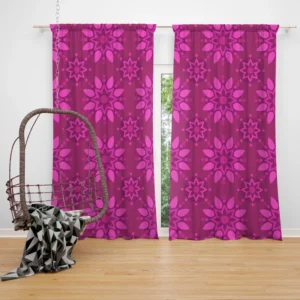 Magenta Floral Classic Batik Pattern Curtain