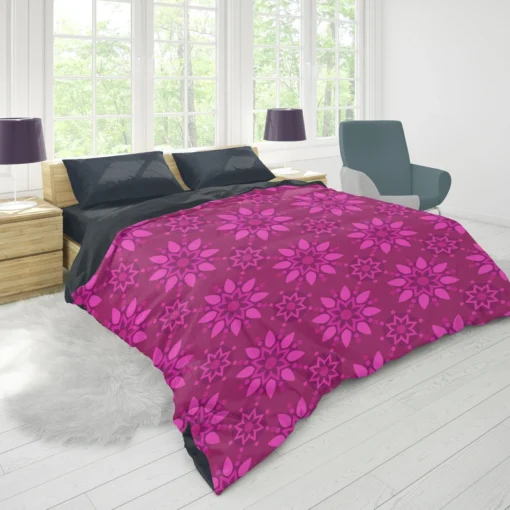 Magenta Floral Classic Batik Pattern Duvet Cover 1