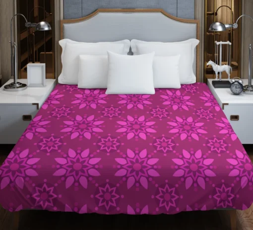 Magenta Floral Classic Batik Pattern Duvet Cover