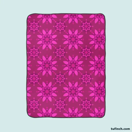 Magenta Floral Classic Batik Pattern Fleece Blanket 1