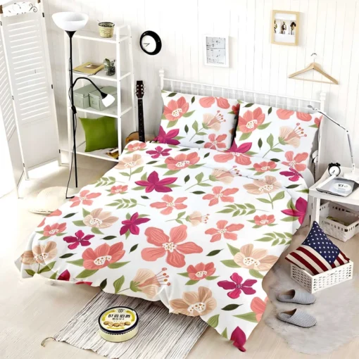 Magenta Fuchsia Floral Pink Cherry Blossom Bedding Set